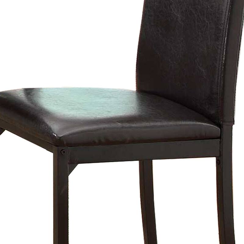 Leatherette Upholstered Counter Height Metal Frame Side Chair, Dark Brown (Set of 4) - 36 H x 21.5 W x 17.5 L Inches
