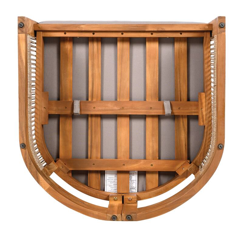 [Set of 2] Premium Acacia Wood Outdoor Club Chair,Curved Tub Design with Woven Rope Accents,Water-Resistant Cushions