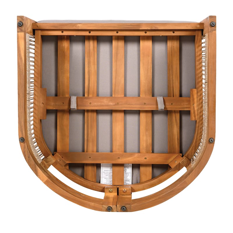 Premium Acacia Wood Outdoor Club Chair, Curved Tub Design with Woven Rope Accents,Water-Resistant Cushions