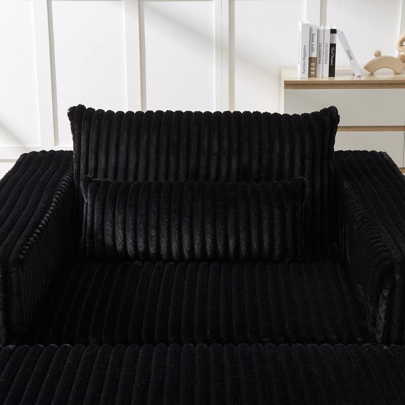 Corduroy Sponge Sofa Lounge Chair with Removable footrest