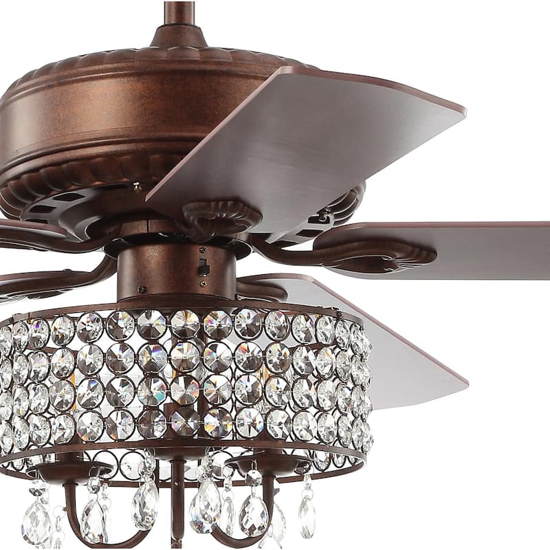 Kristie 52" 3-Light Crystal LED Chandelier Fan With Remote, Oil Rubbed Bronze by JONATHAN Y