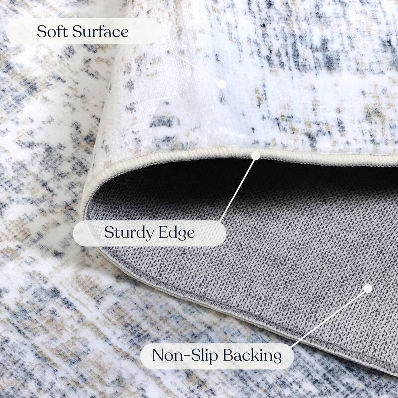 Delara Machine Washable Area Rug, Soft & Durable, Non-Slip Backing, Eco- Friendly GRS certified.