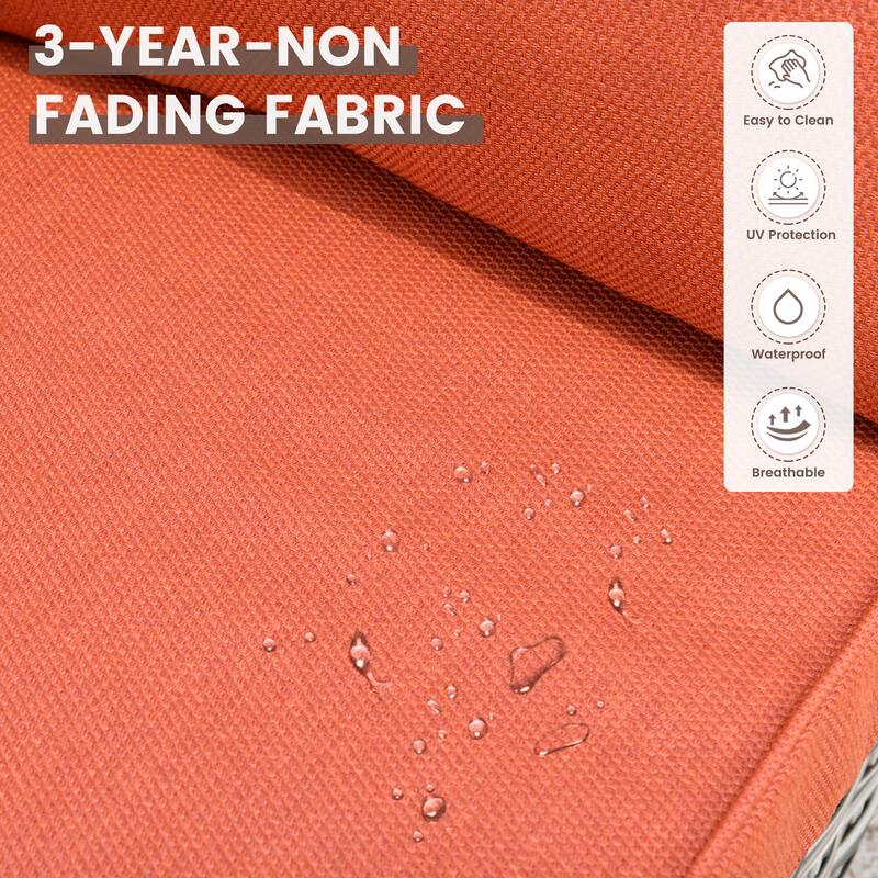 OVIOS 5 Pieces Outdoor Wicker Furniture Set With Solar-Powered Coffee Table