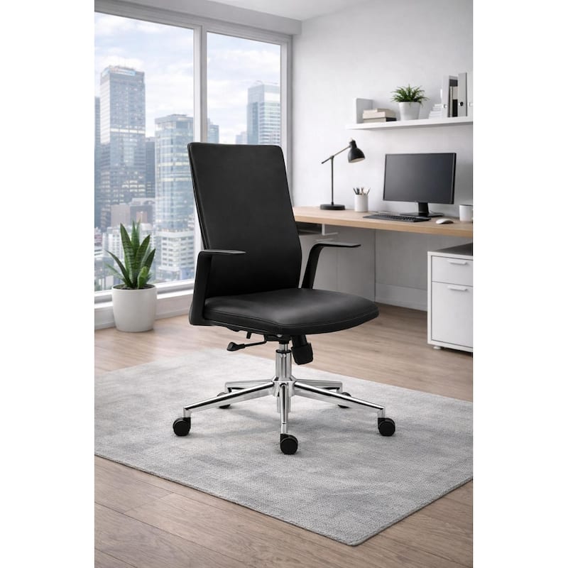 Modern Ergonomic Office Chair Faux Leather Upholstery Lumbar Support