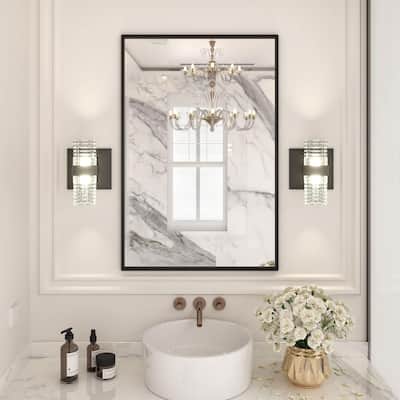 Aluminum Alloy Frame Tempered Glass Shatterproof Wall Mirror Clear Reflection Easy Mounting