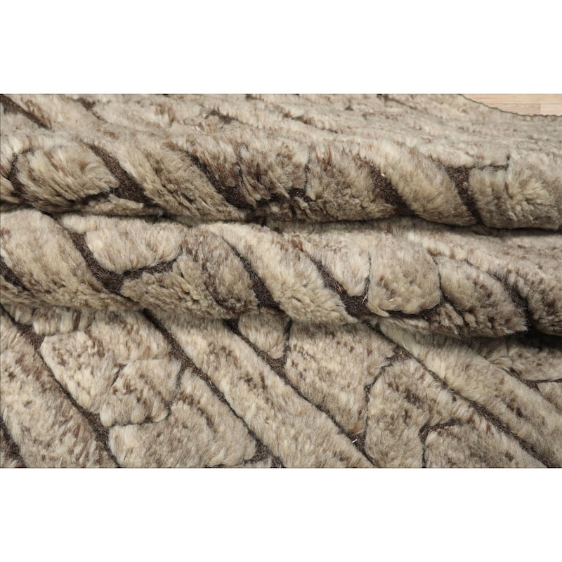 9x12 Tibetano Hand Knotted Wool Beige Moroccan Modern & Contemporary Boho Rug - 9' x 12'