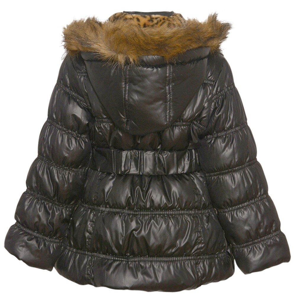 Shop Urban Republic Little Girls Black Fur Trim Belted Hooded