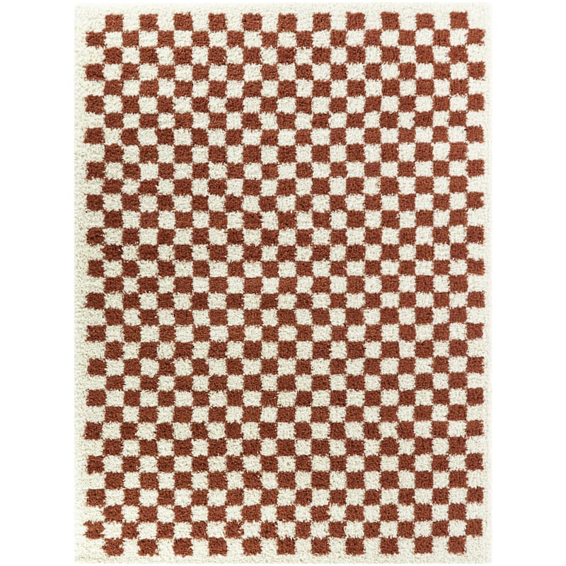 Covey Plush Checkered Thick Shag Area Rug