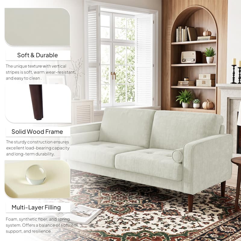 62.5'' W Corduroy Couch Upholstered Square Arm Sofa