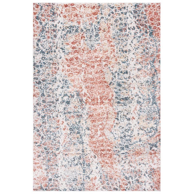 SAFAVIEH Invista Elvera Modern Abstract Rug - 6'7" Square - Navy/Rust