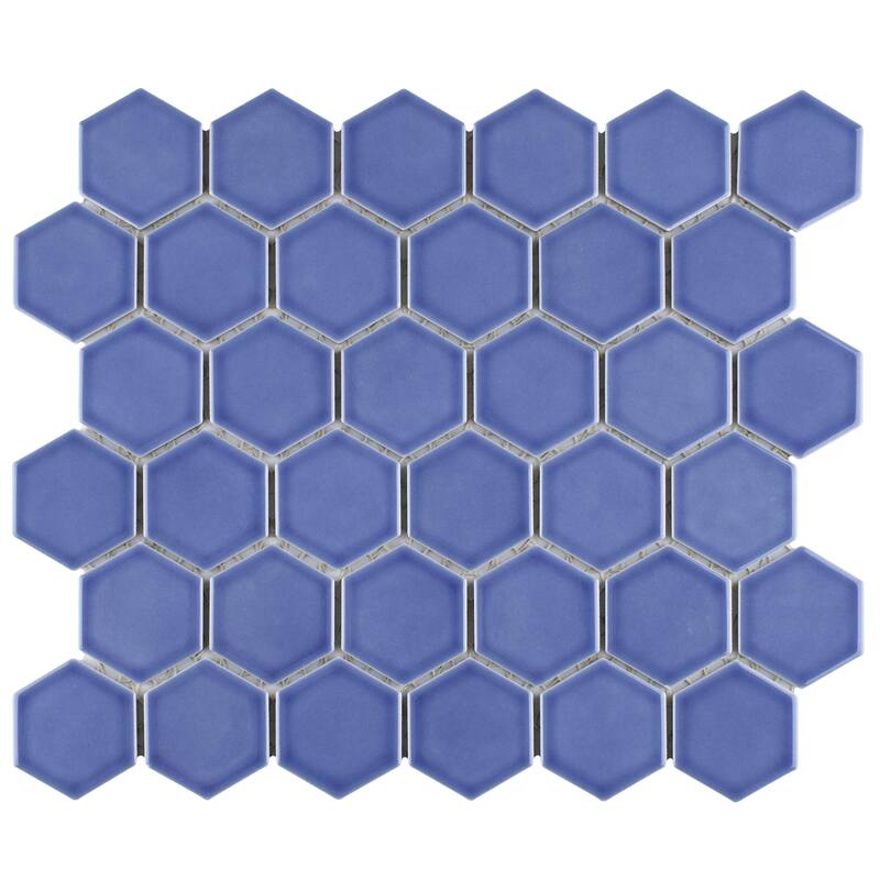 Merola Tile Tribeca 2" Hex Glossy Periwinkle 11-1/8" x 12-5/8" Porcelain Floor and Wall Tile