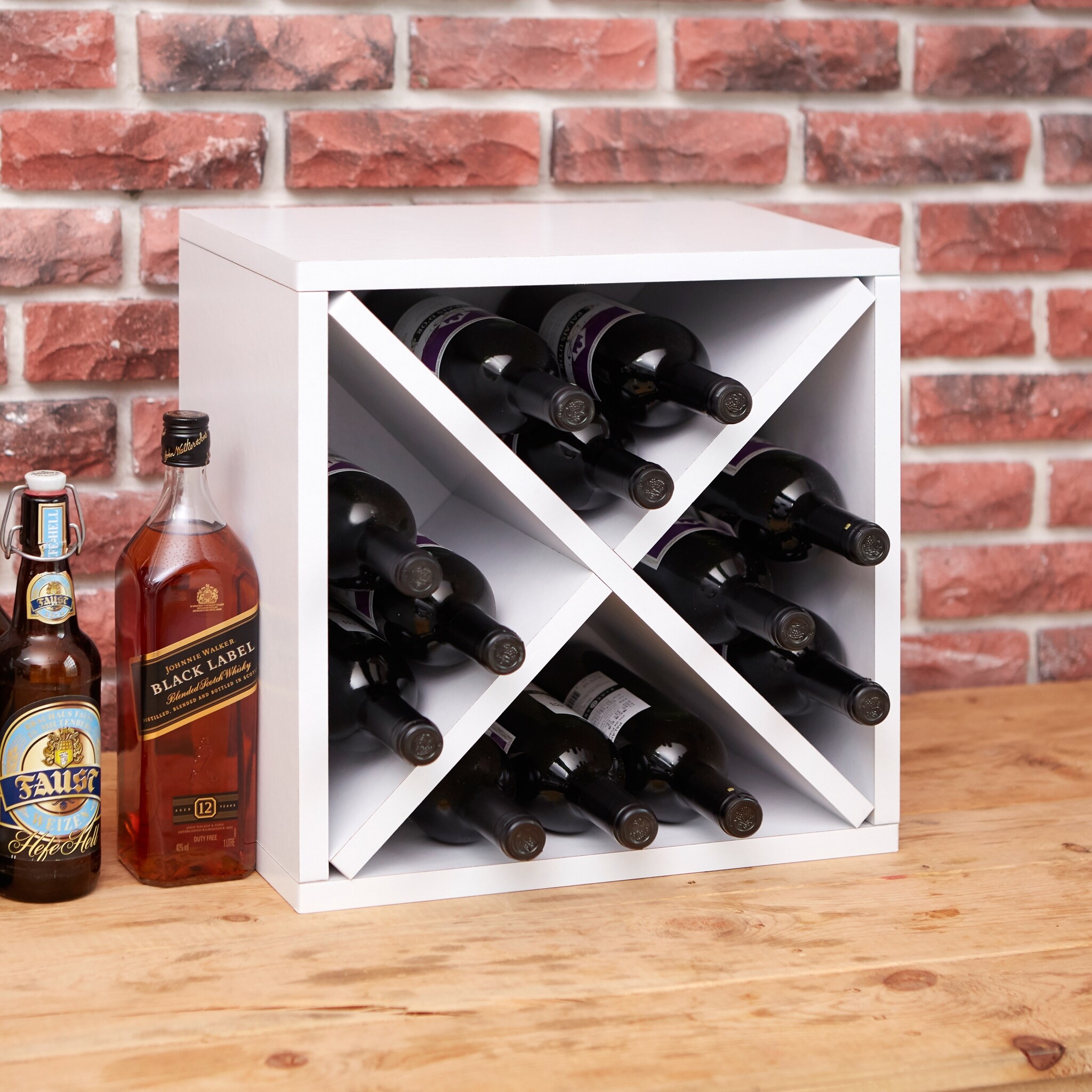 12Bottle Wine Rack Cube Storage, White (ToolFree Assembly White eBay