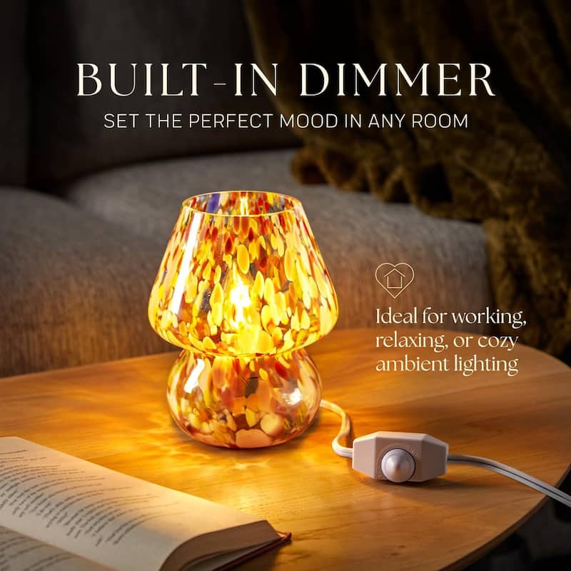 Mushroom White Glass Dimmable LED Table Lamp with E26 Socket Modern