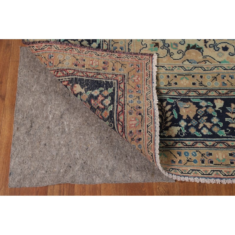 Medallion Mashad Persian Vintage Area Rug Handmade Wool Carpet - 7'11"x 11'1"