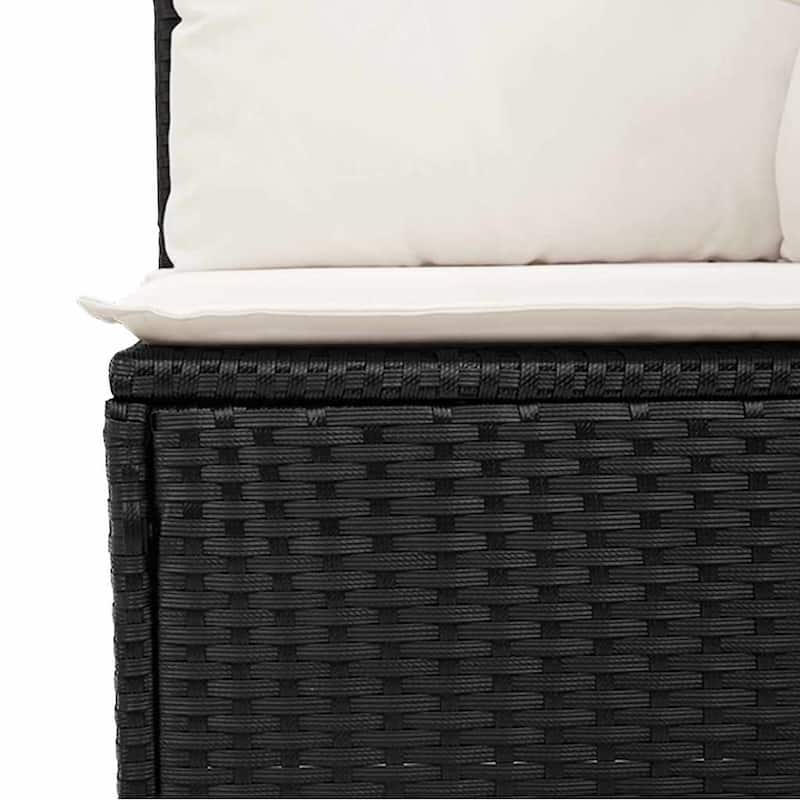vidaXL Patio Sofa Set with Cushions Footstool and Table 7 Piece Poly Rattan