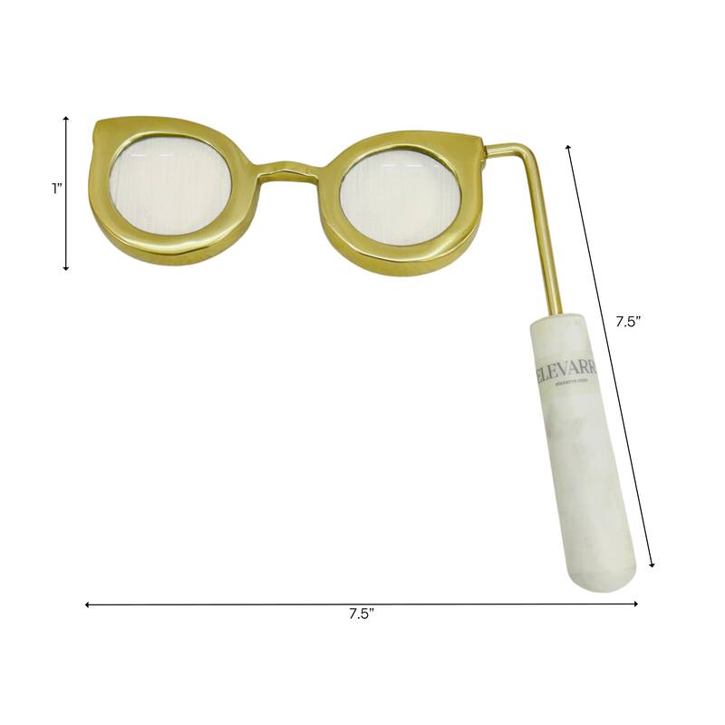 Eyeglass Magnifying Glass with Marble Handle Sculpture - 9"