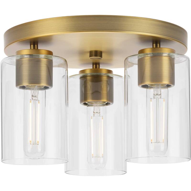Progress Lighting P350237 Cofield 3 Light 12" Wide Flush Mount Ceiling - Vintage Brass