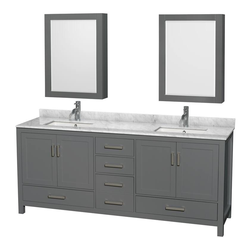 Wyndham Collection Sheffield Double Vanity Set, Medicine Cabinets