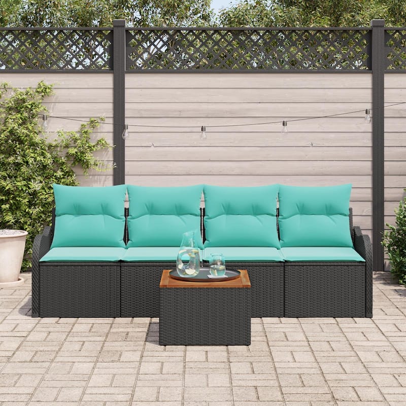 vidaXL 5 Piece Garden Sofa Set with Cushions - 90.9×24.4×27.2