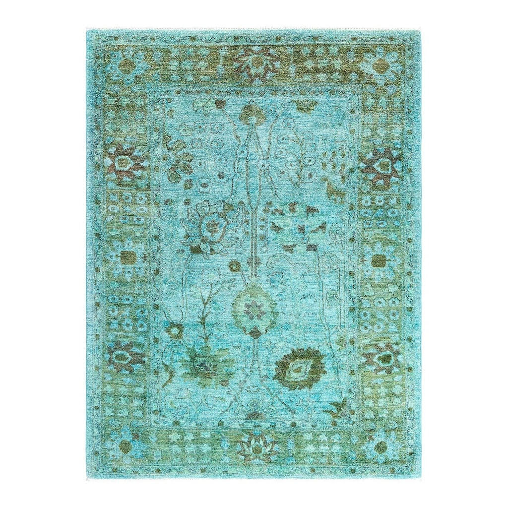 Contemporary Overdyed Wool Hand Knotted Area Rug - 4' 9" x 6' 3"