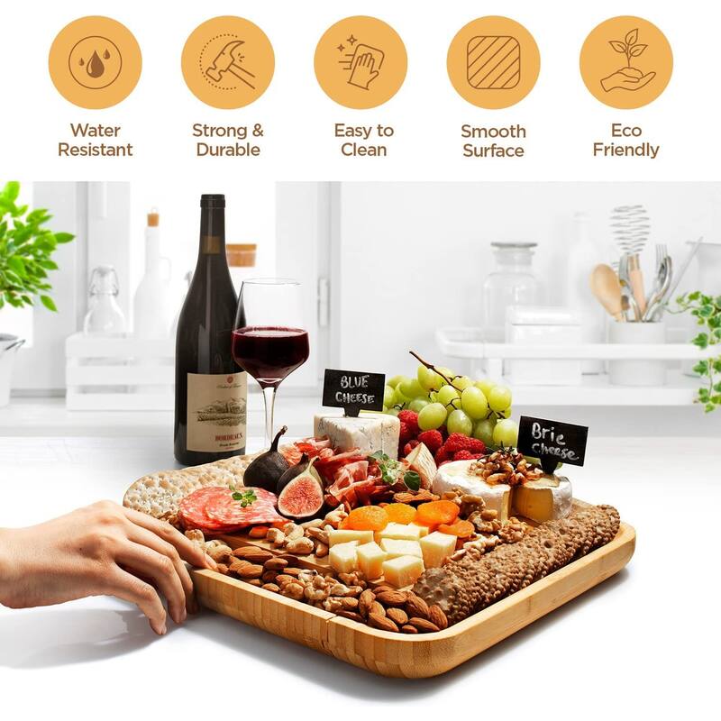 Charcuterie Board Gift Set – Bamboo Cheese Board Set with Knives, Perfect Gift for Housewarming, Wedding Gifts, and Birthdays