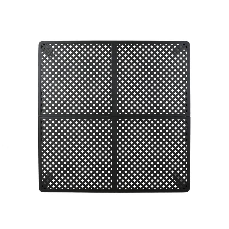 Outdoor Modern Aluminum Dining table with Woven Accents, Antique Matte Black - Black