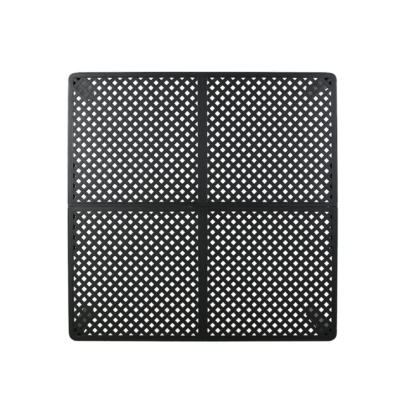 Riley Outdoor Dining Table, Square 61 Inch Matte Black Metal Lattice