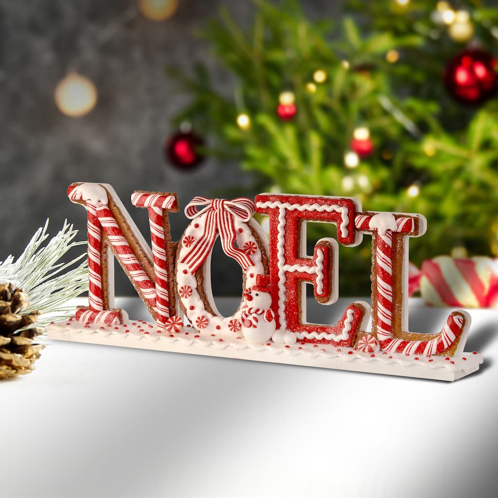17" Mdf/Claydough Peppermint Noel Table Piece