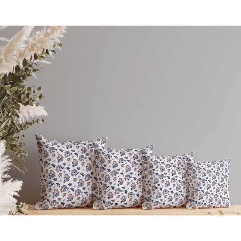 Rose Dreams Faux Suede Reversible Throw Pillow White and Blue