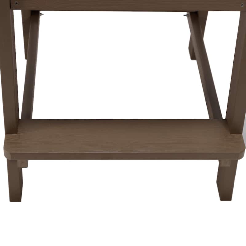 LUE BONA Plastic Patio Bar Stool Tall Adirondack Chairs,Bar Height Dining Chairs with Cup Holder