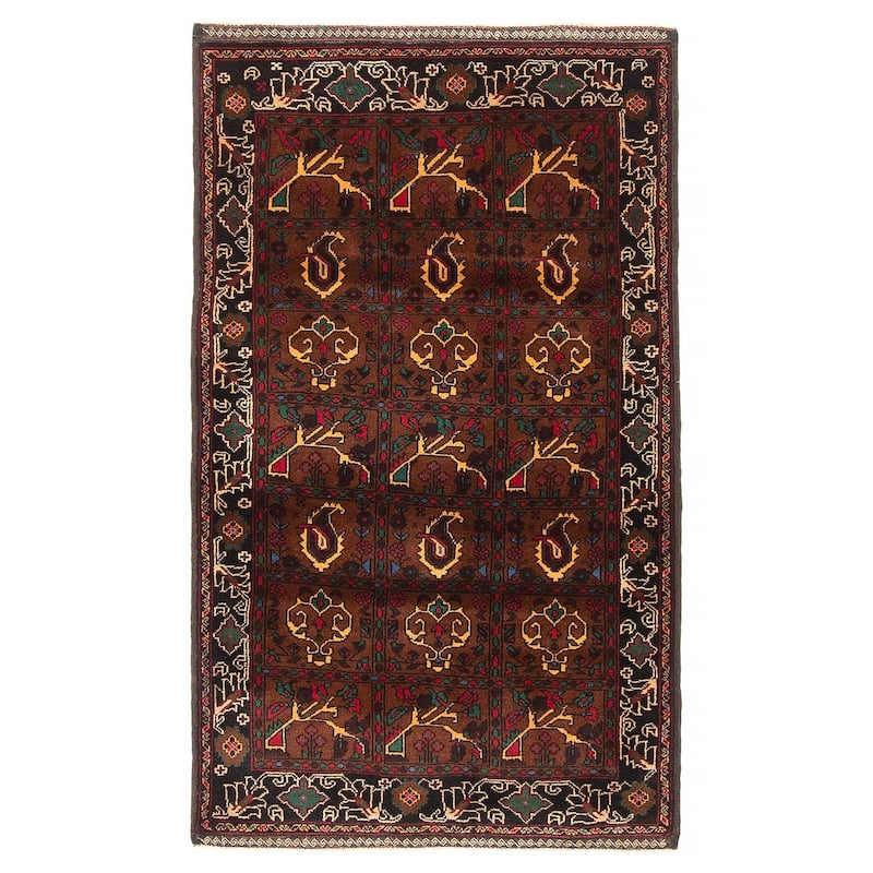 Teimani Brown Rug 2'9" x 4'10" - 2'9 x 4'10 - Dark Brown - 2'9 x 4'10
