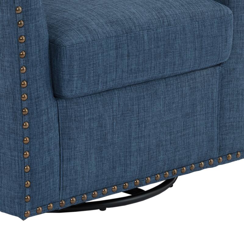 Modern Swivel Barrel Chair with Nailhead Trim