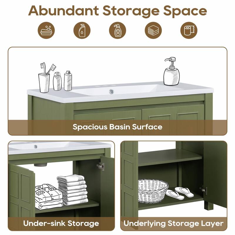 36" Bathroom Vanity Organizer with Sink - Combo Cabinet Set & Storage