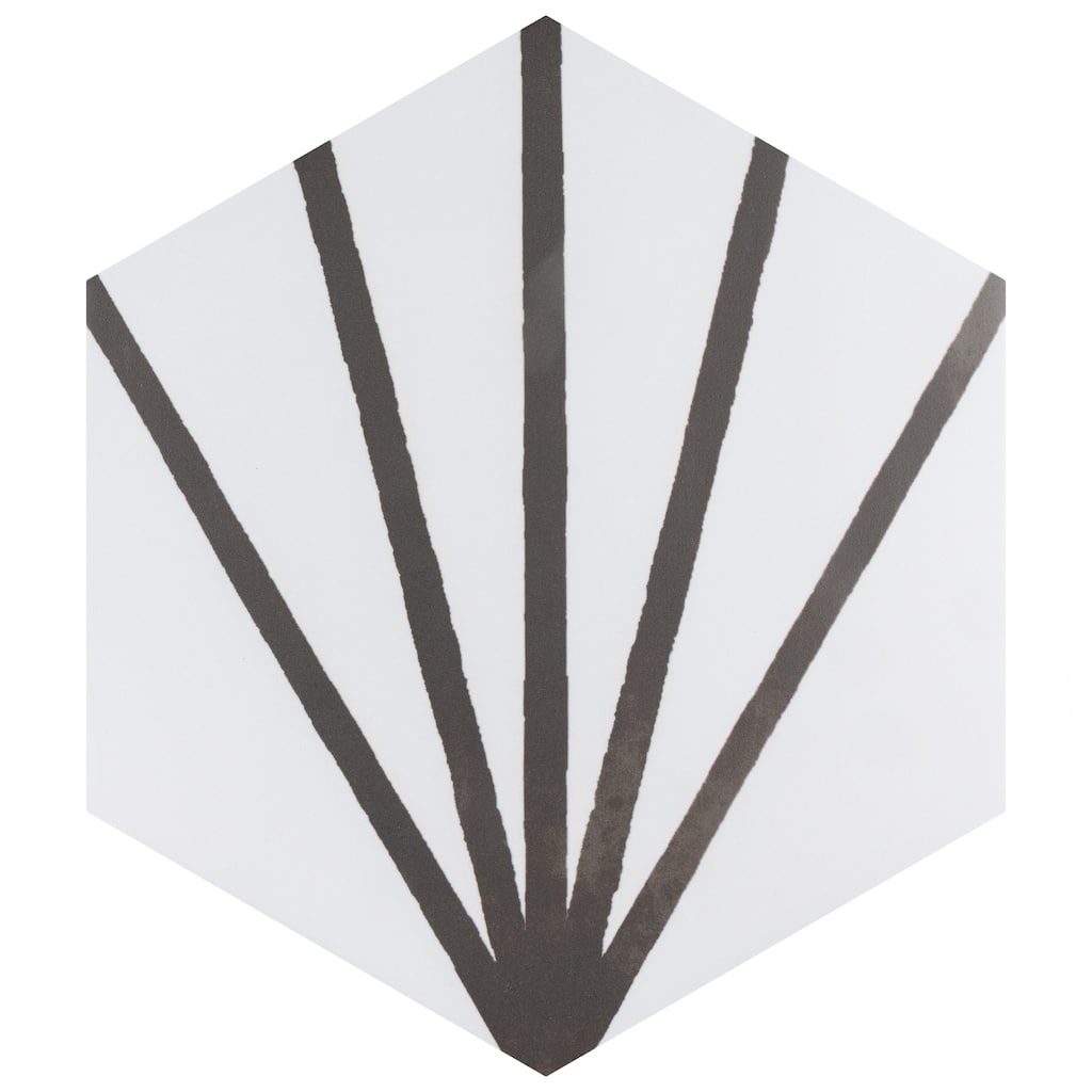 Merola Tile Horizon Dawn Hex Nero 7-3/4" x 9" Porcelain Floor and Wall Tile
