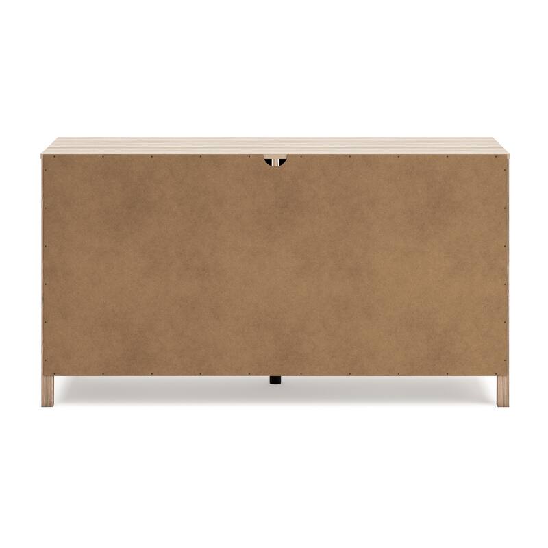Bette Wide Dresser, 6 Drawers, Classic Light Oak Brown Finish, 60 Inch