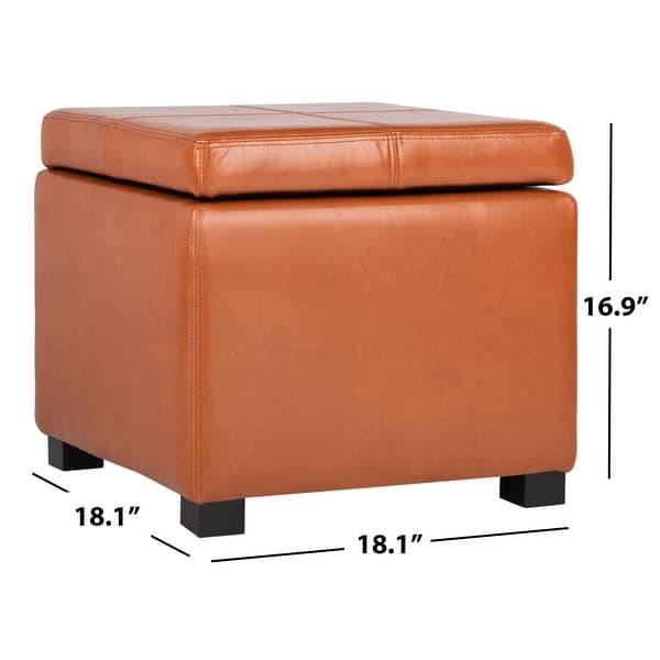 SAFAVIEH Broadway Saddle Leather Storage Ottoman