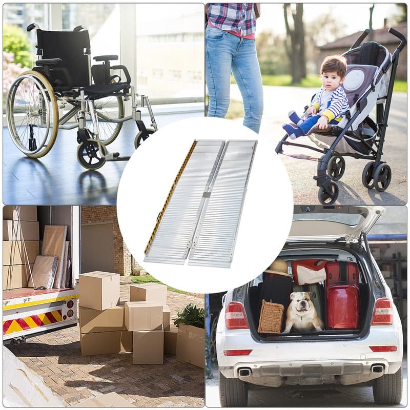 6ft Four-section Aluminum Wheelchair Loading Ramps Silver - N/A