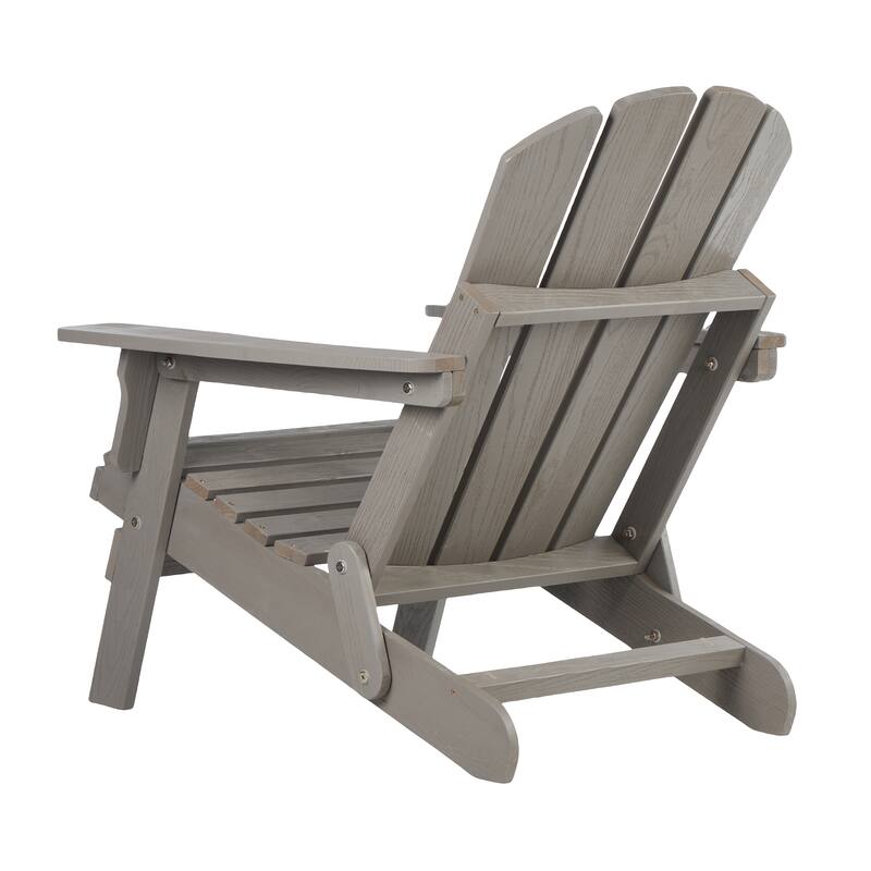 Oversize Embossed Wooden Outdoor Folding Adirondack Chair with Pre-Assembled BackRest & SeatBoard,for Garden Pool Deck Firepit