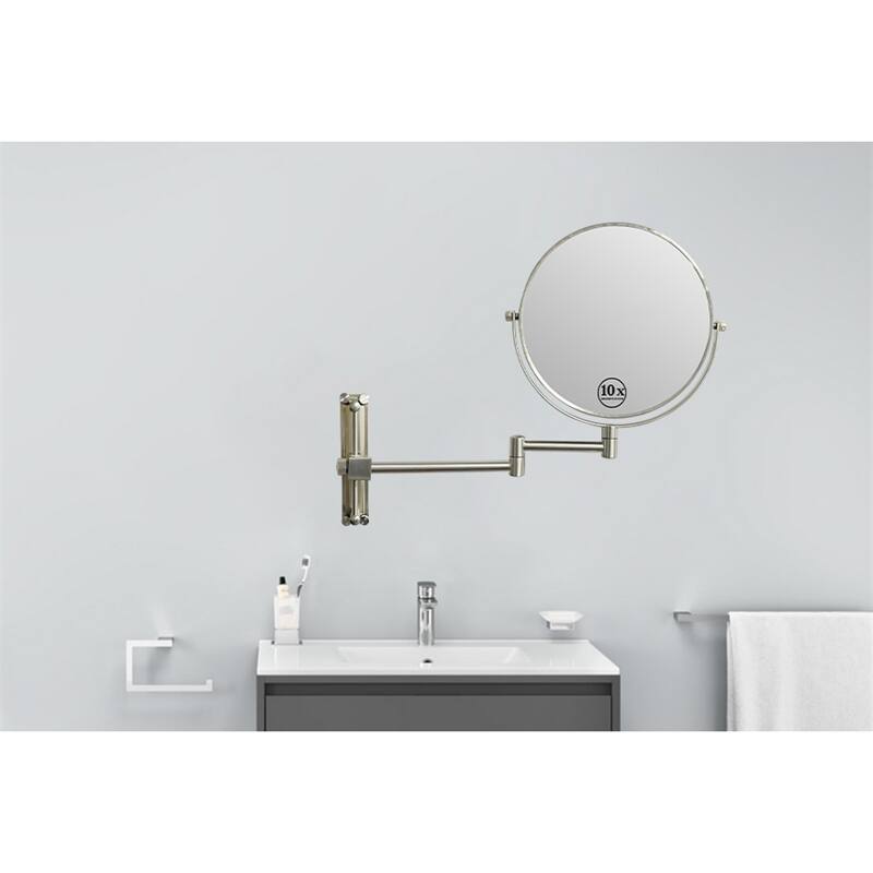 Height Adjustable 8 Inch 1x/10x Magnifying Double Sided Vanity Mirror