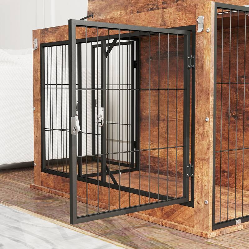 PawHut Dog Crate Furniture with Flip-up Top Opening, 39" Dog Kennel Furniture with 2 Doors, Decorative Dog Cage Side End Table