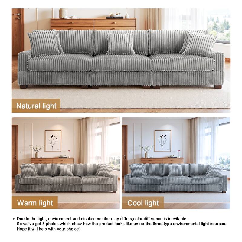Modular Sectional Sofa Set with Adjustable Headrests and Ottomans
