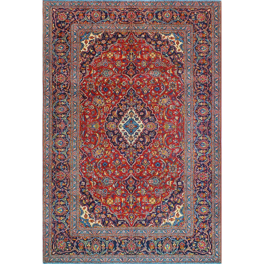 Vintage Distressed Nourbese Red/Navy Rug - 6'10" x 10'2"