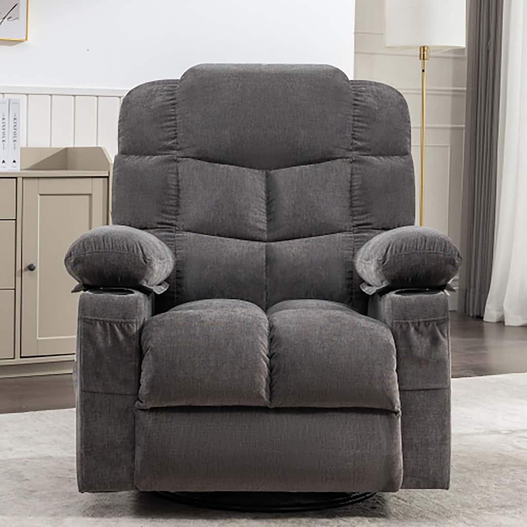 Oversized Massage Rocker Recliner Chair with 2 Cup Holders