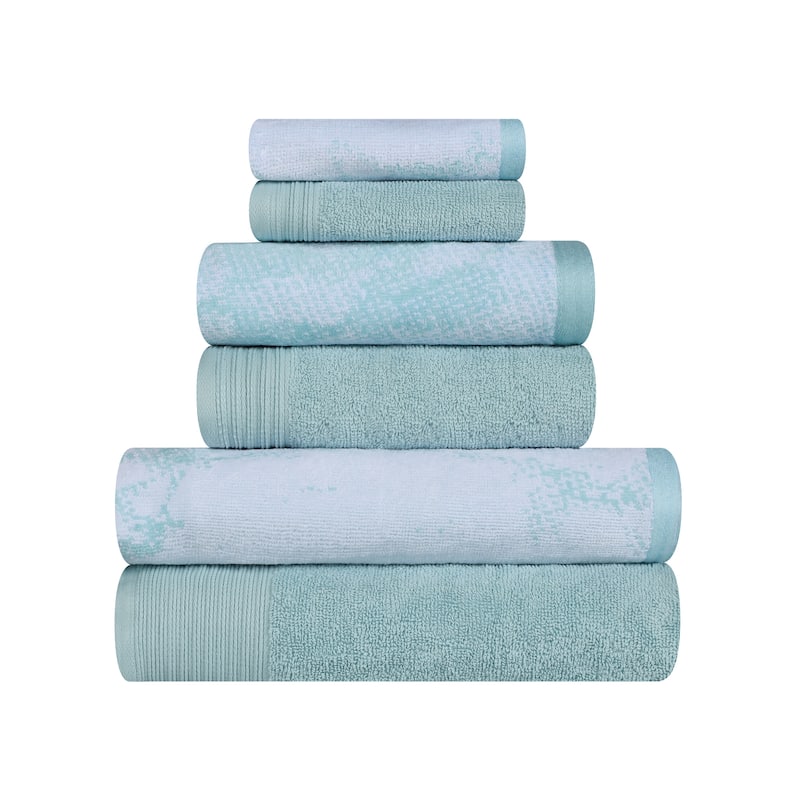Superior Cotton Quick-Drying Solid and Marble 6 Piece Towel Set