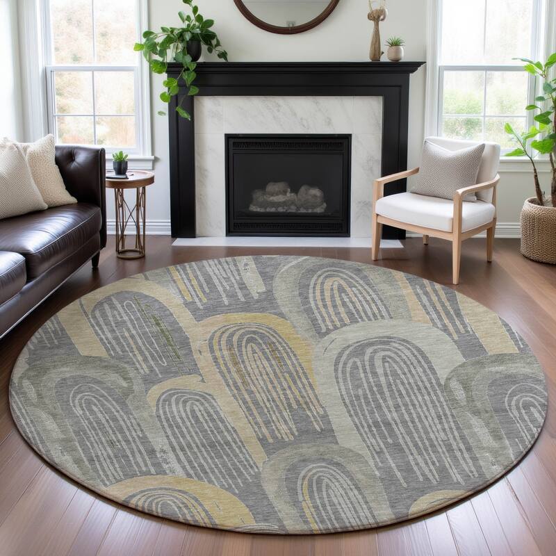 Premium Washable Super Soft Contemporary Imprints Mayfield Rug - Gray - 8' x 8'
