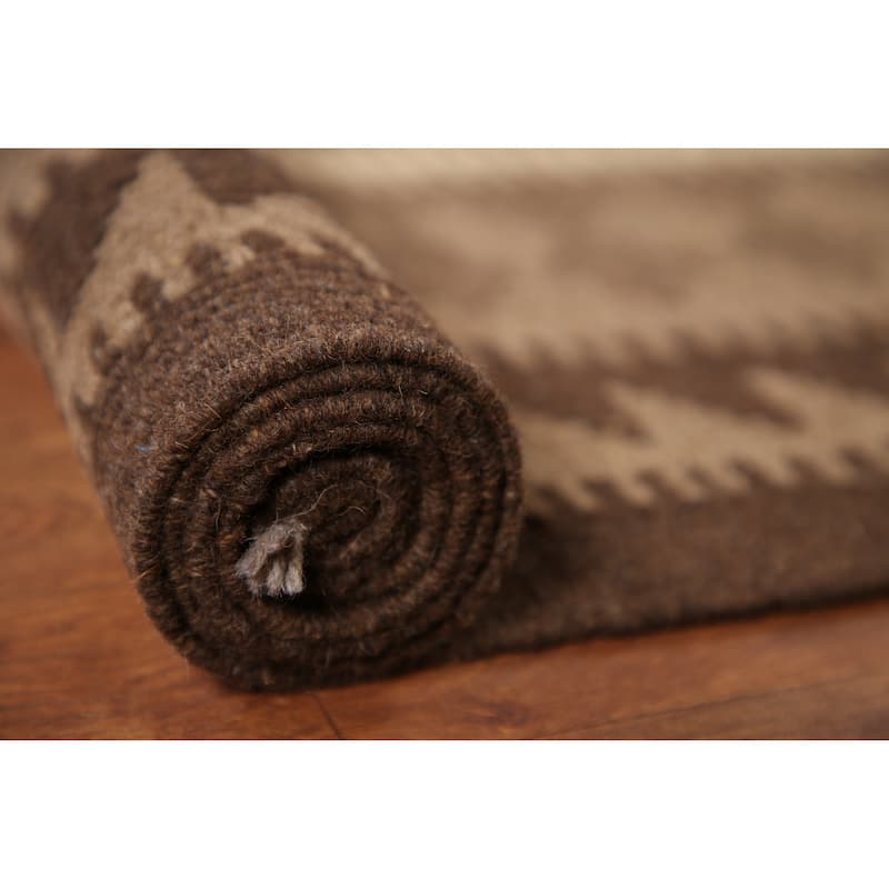 Reversible Kilim Oriental Area Rug Flat-weave Wool Carpet - 6'10"x 9'7"