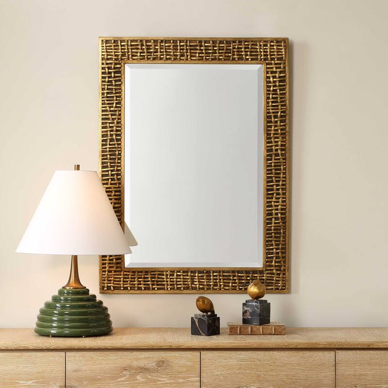 Uttermost Woven In Time Gold Mirror - 29.50" W x 39.75" H x 0.75" D