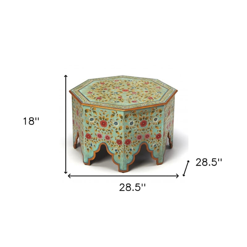Hand Painted Coffee Table - 28.5' x 28.5' x 18'
