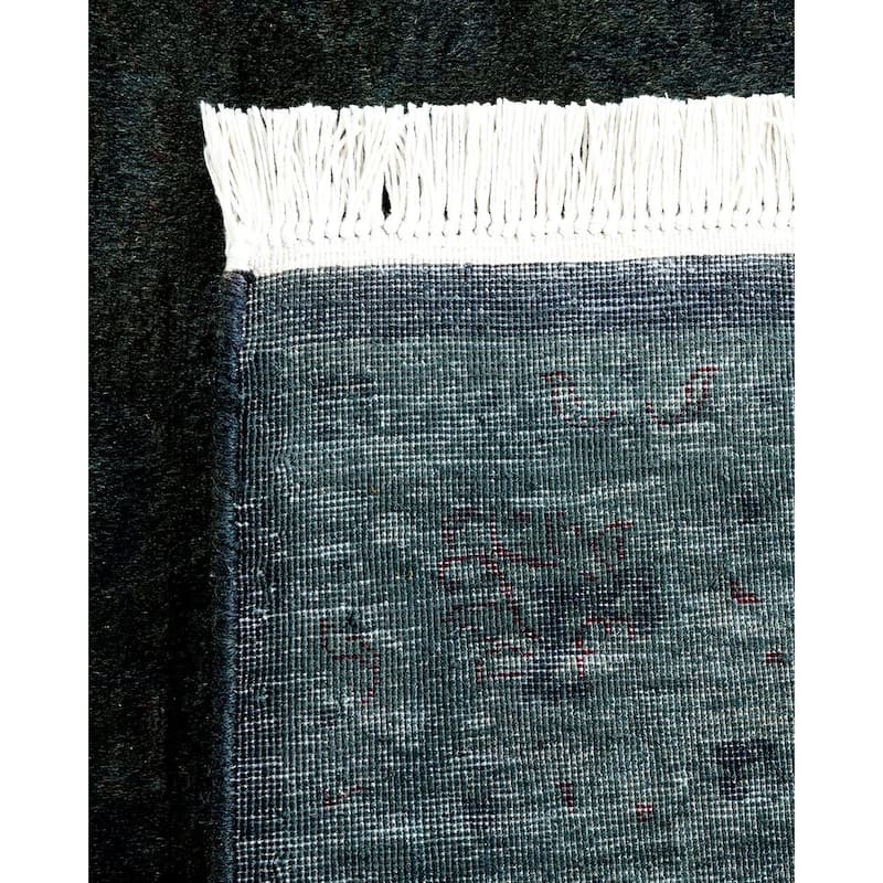 Overton Hand Knotted Wool Vintage Inspired Modern Contemporary Overdyed Black Area Rug - 3' 1" x 5' 3"