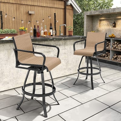 Outdoor Indoor All-weather Swivel Barstool Patio Bar Stools (Set of 2) - See Picture